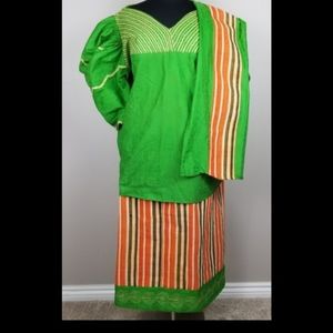 African 3-pc Green Skirt Set